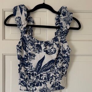 Abercrombie Floral Blue and White Women's Top